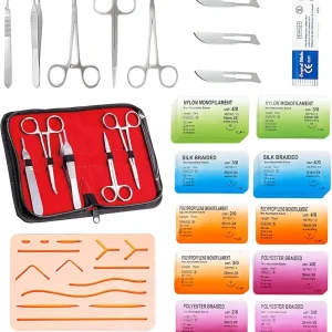 Professional Suture Training Set with Silicone Practice Pad